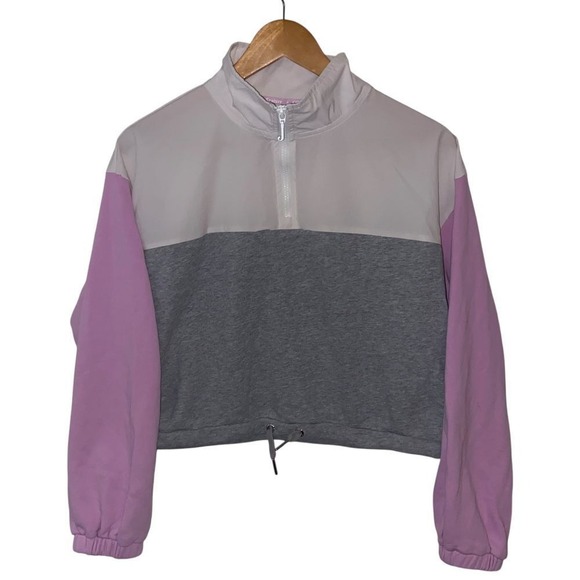 Juicy Couture Kittenish Color Block Crop Quarter Zip Pullover Y2K 90s Jacket S - Picture 1 of 8